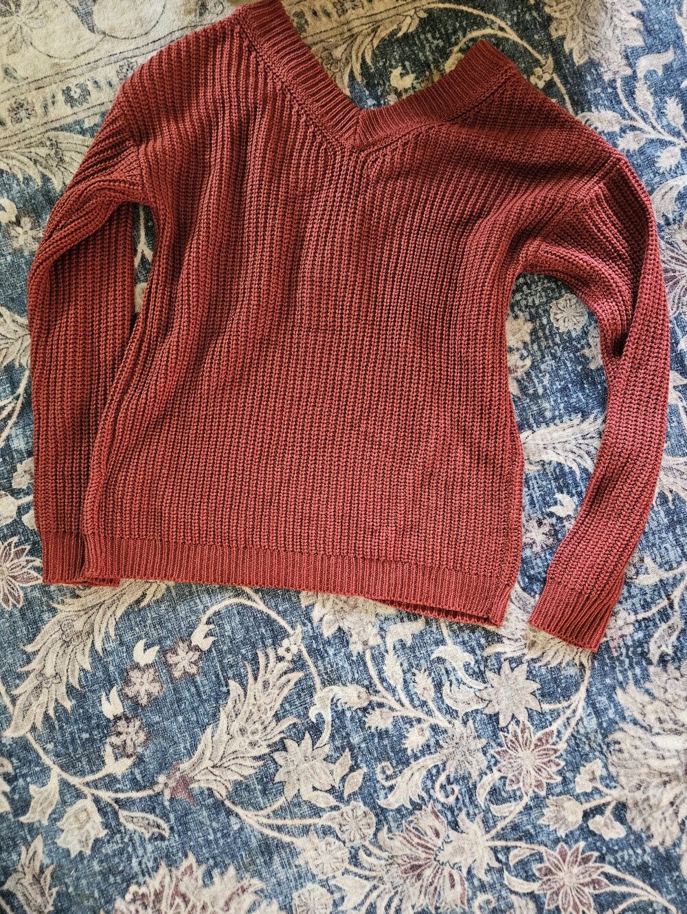 Maurices V-Neck Button Sweater - Deep Rust - Picture 3 of 3